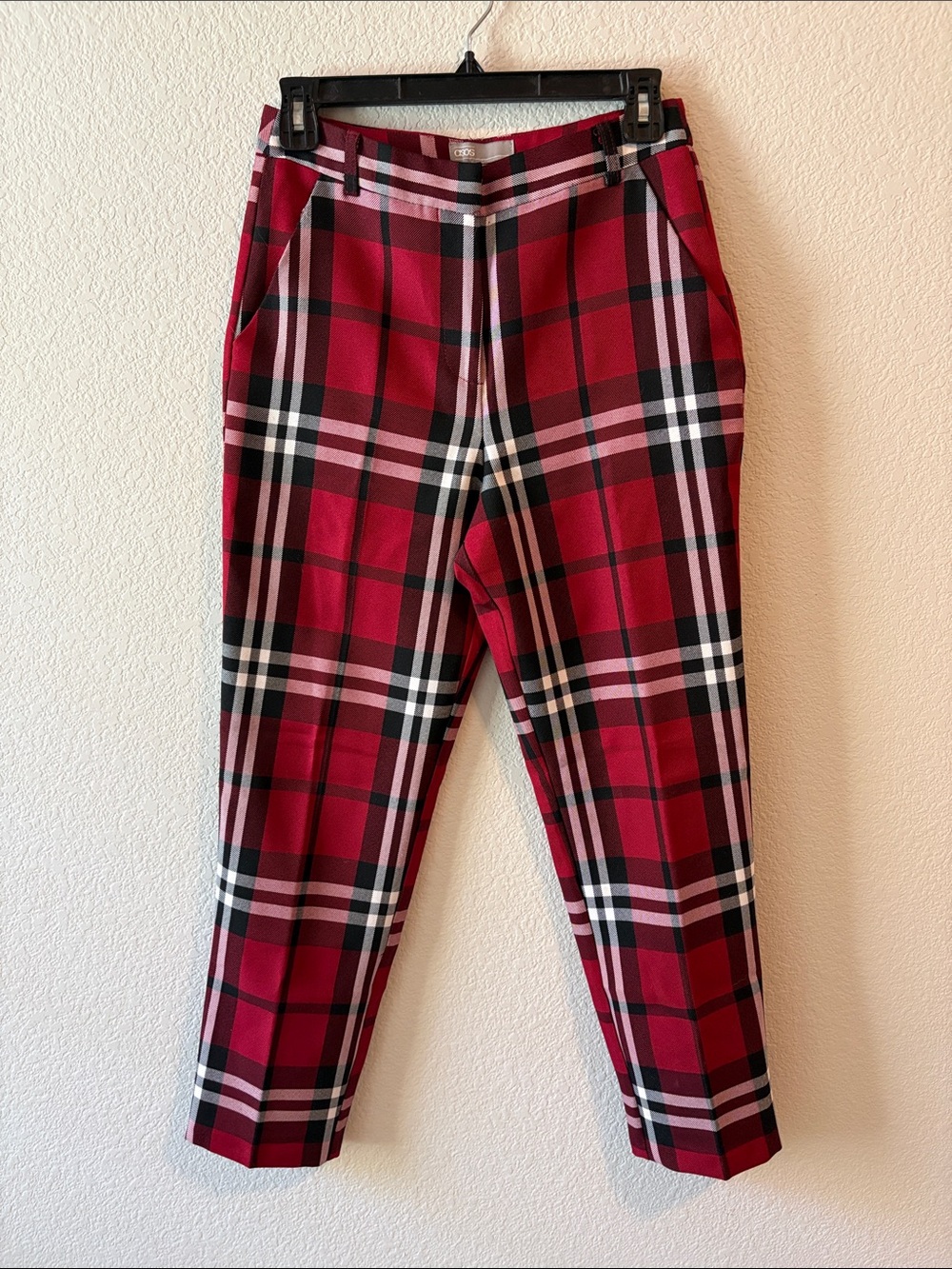 ASOS Red Black and White Plaid Trousers